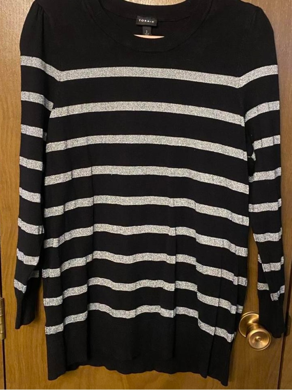 torrid Black Dress with Metallic Silver Stripes - Long Sleeve